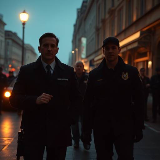 Image d'une scène de la série policière 'Ombres sur la Ville', tournée dans un ancien commissariat de police à Lyon.